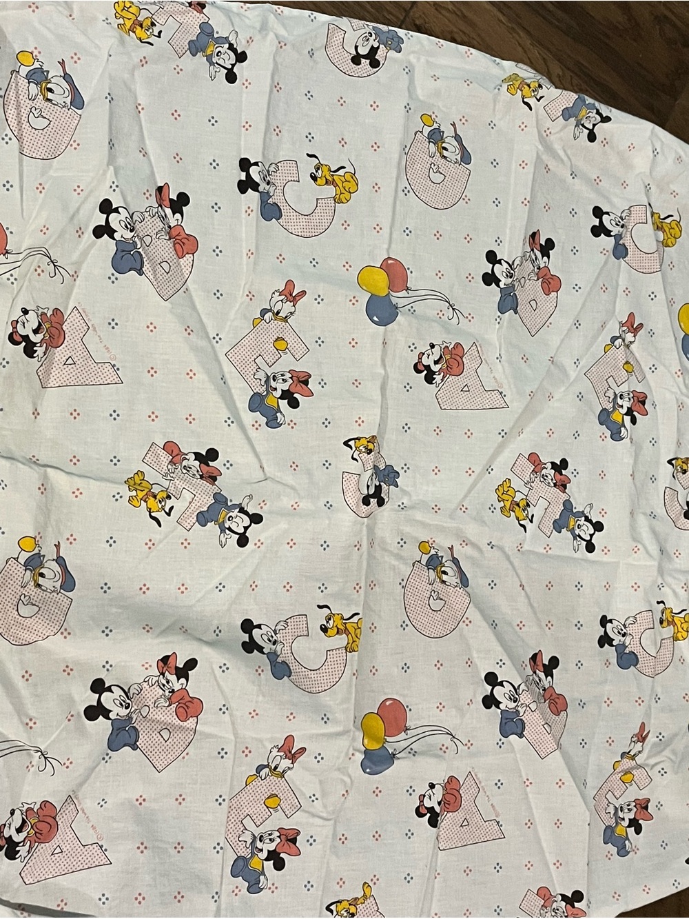 Vintage Dundee Mickey Minnie Mouse ABC Baby Blanket Cotton White